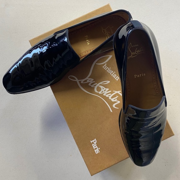 Christian Louboutin black patent leather tuxedo loafer main image 4